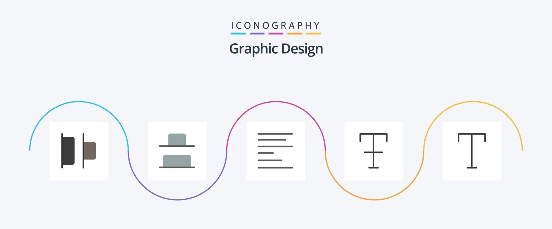 paquete de iconos planos de diseño 5 que incluye. texto. estilo. familia vector