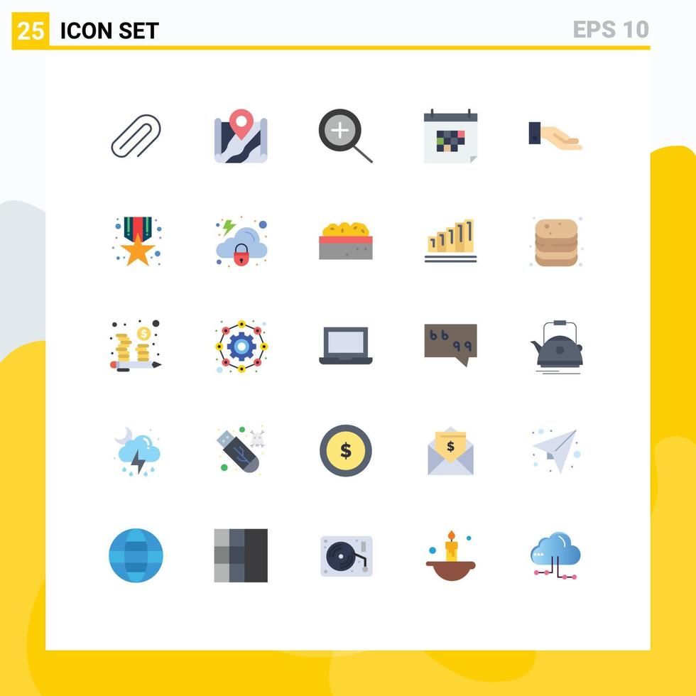 Modern Set of 25 Flat Colors and symbols such as hand event destination day calendar Editable Vector Design Elements
