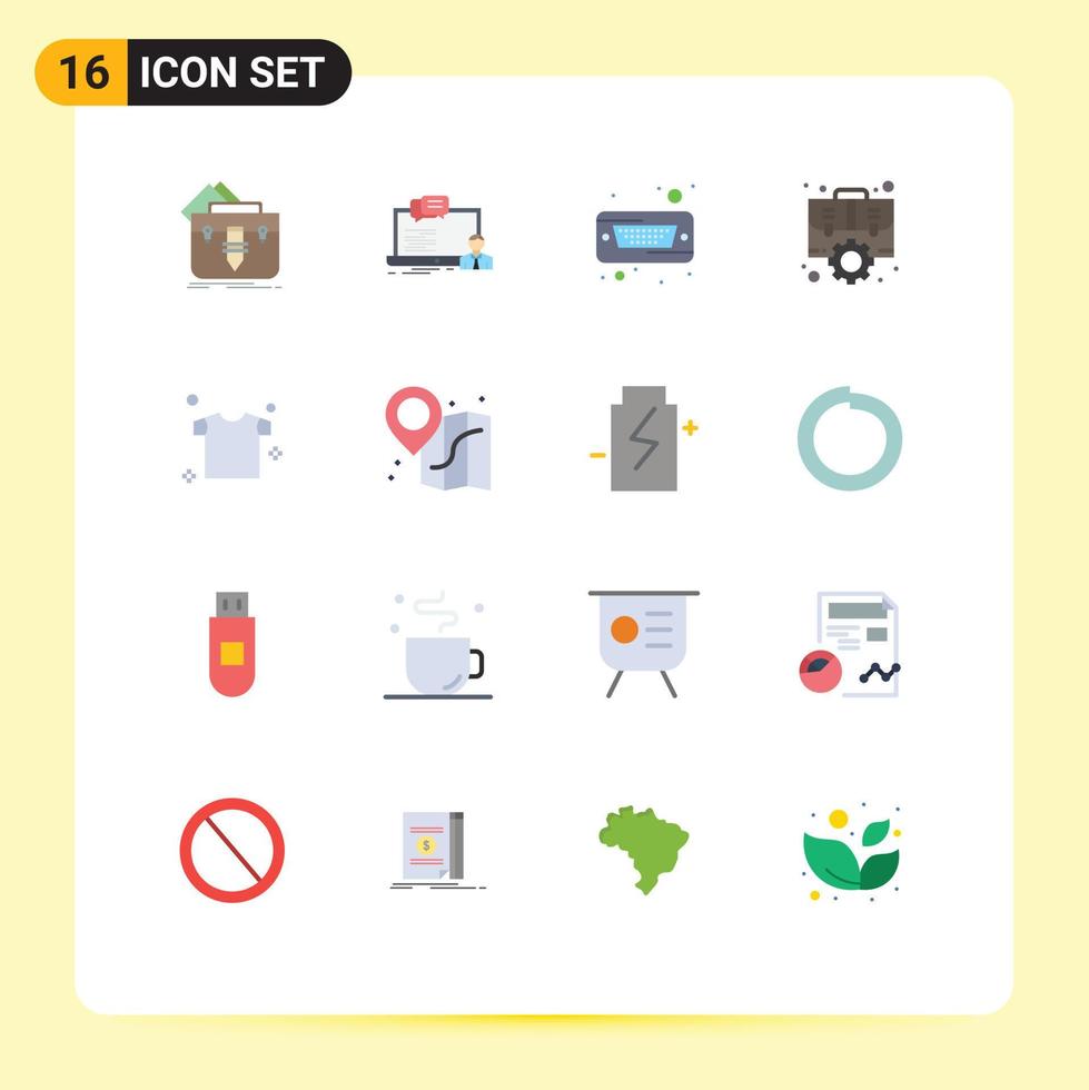 User Interface Pack of 16 Basic Flat Colors of setting management computer case hard disk Editable Pack of Creative Vector Design Elements