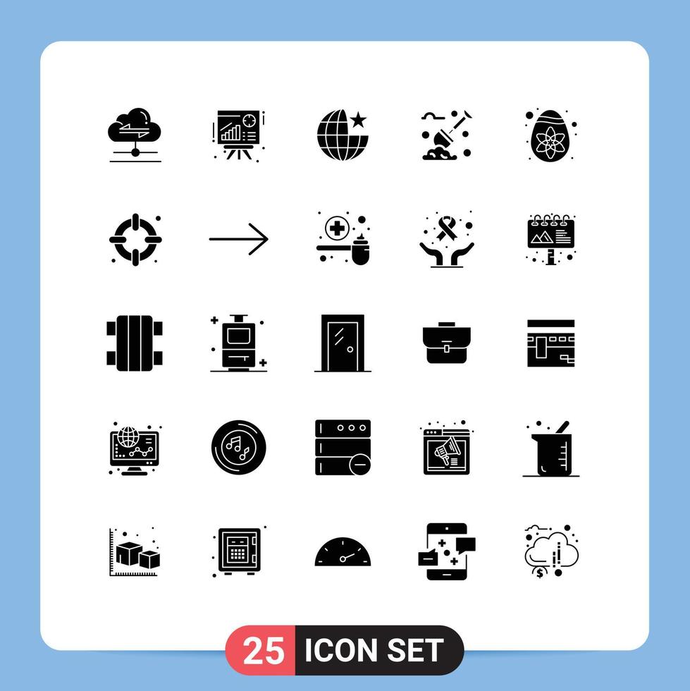 Pictogram Set of 25 Simple Solid Glyphs of easter plants global labour spade Editable Vector Design Elements