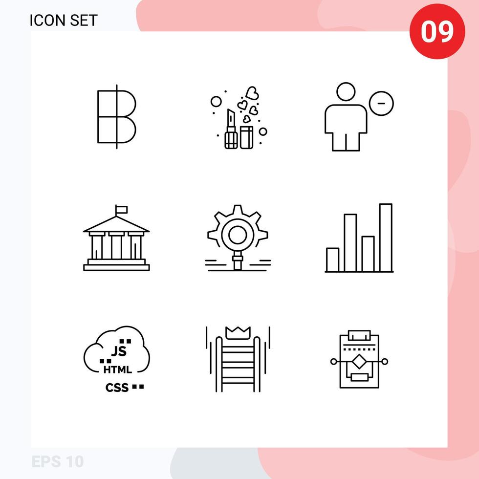 9 Creative Icons Modern Signs and Symbols of gear american avatar flag minus Editable Vector Design Elements