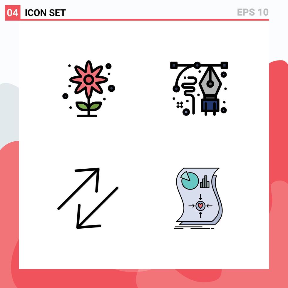 4 User Interface Filledline Flat Color Pack of modern Signs and Symbols of agriculture arrow garden drawing scale Editable Vector Design Elements