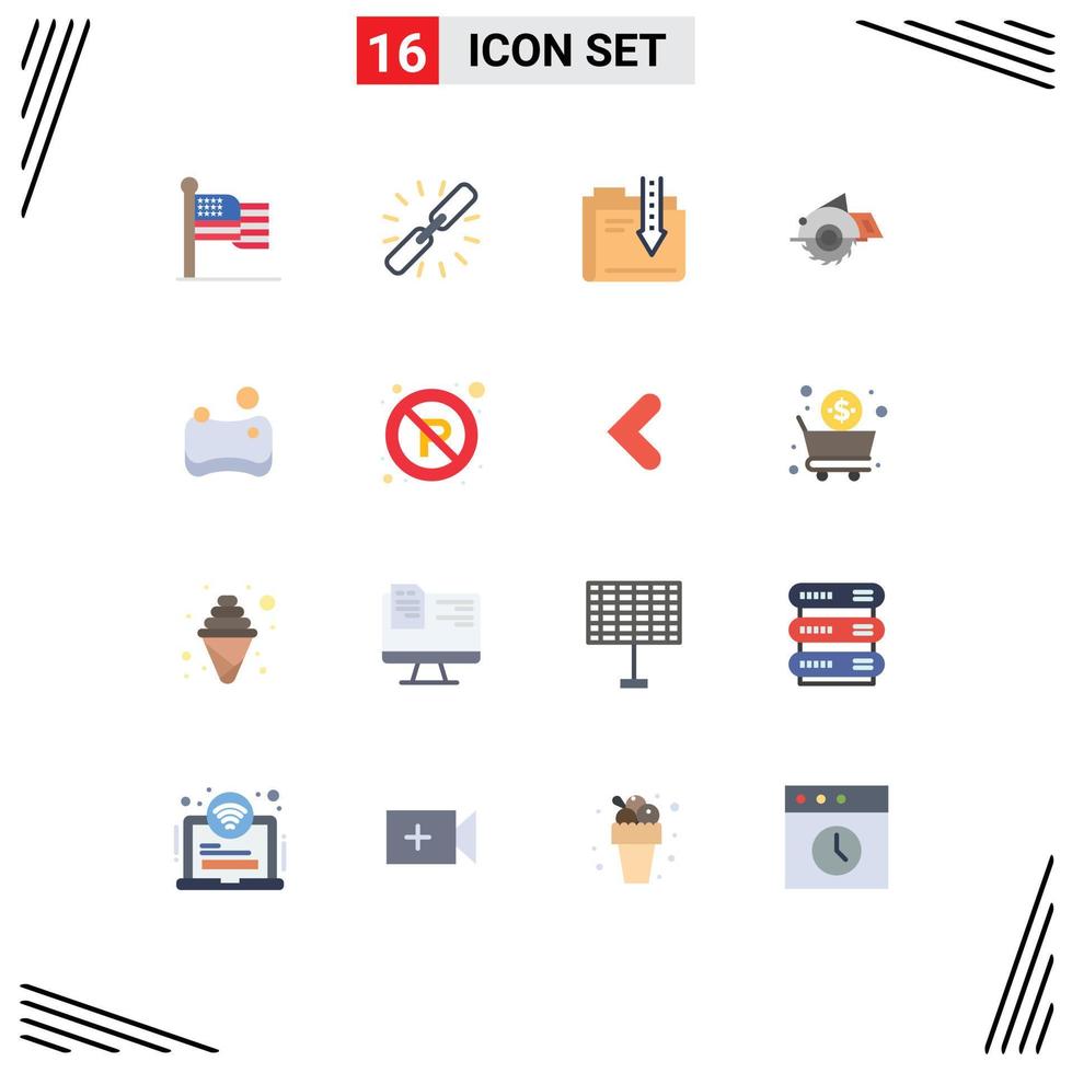 Set of 16 Vector Flat Colors on Grid for construction building web saw download Editable Pack of Creative Vector Design Elements