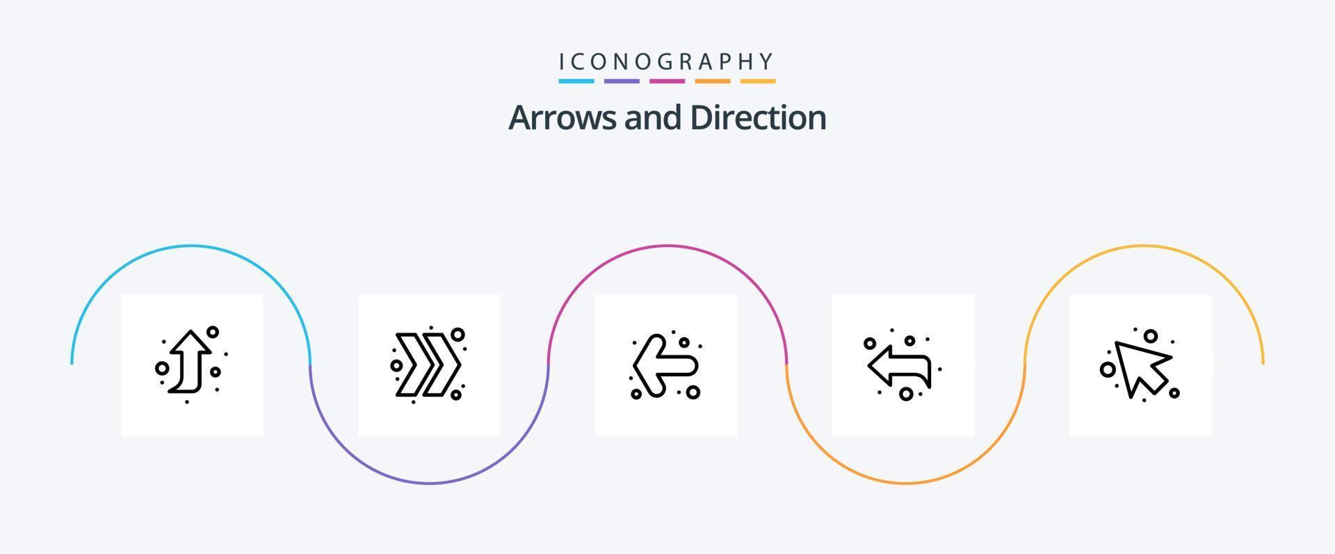 paquete de iconos de línea de flecha 5 que incluye . izquierda. izquierda. flecha vector