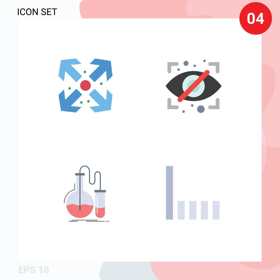 Stock Vector Icon Pack of 4 Line Signs and Symbols for arrows flask block security test Editable Vector Design Elements