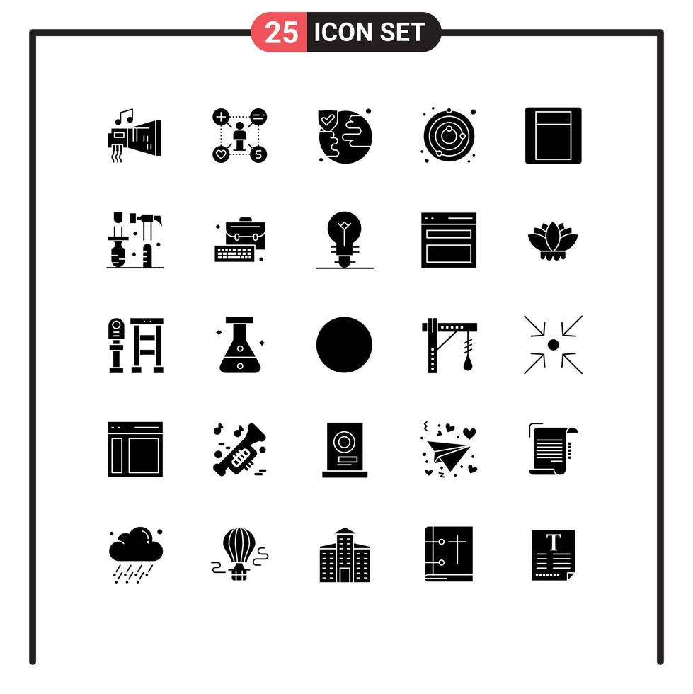 conjunto de 25 iconos modernos de la interfaz de usuario signos de símbolos para el espacio de luz agregar elementos de diseño vectorial editables de protección satelital vector