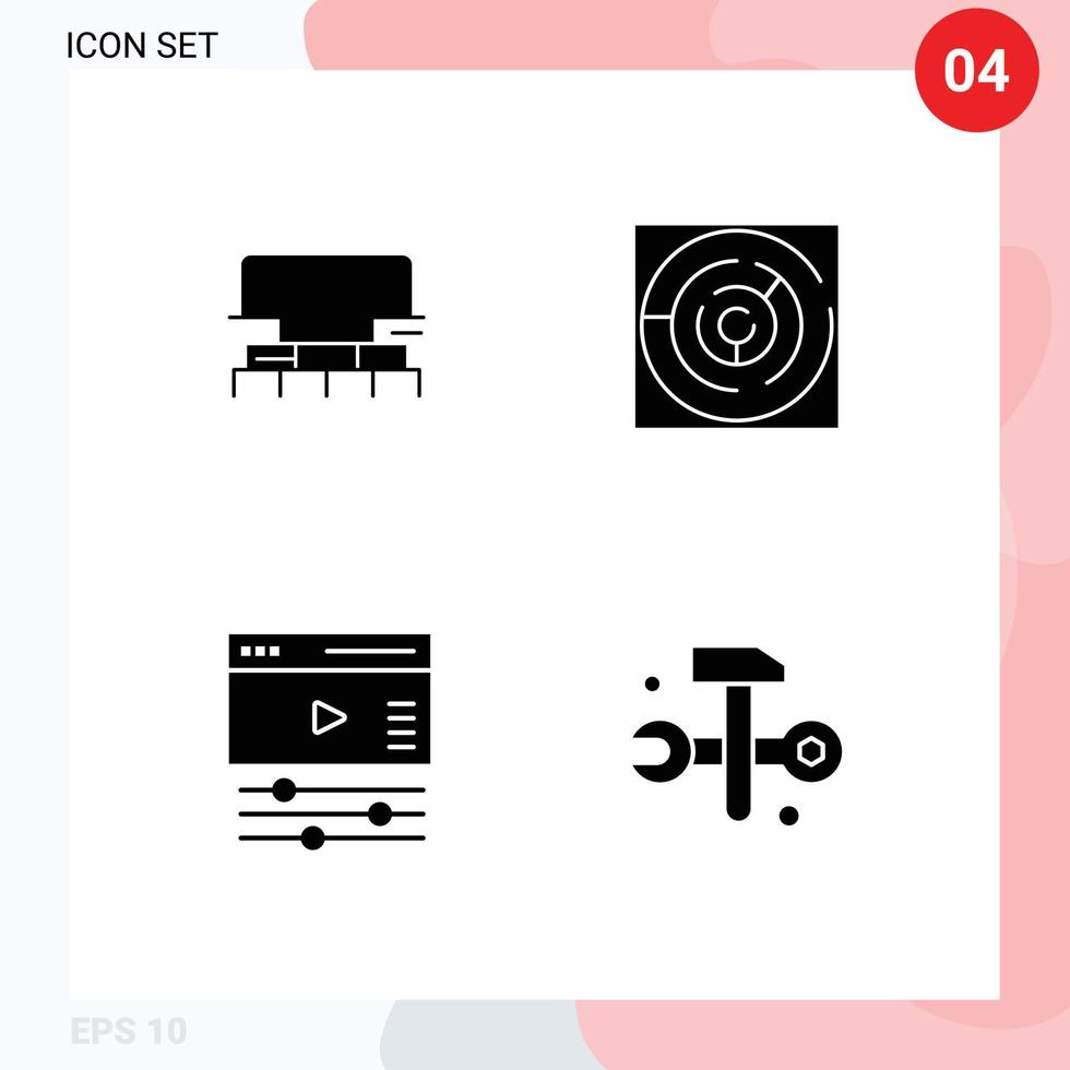 Universal Icon Symbols Group of 4 Modern Solid Glyphs of level point scale arrow page Editable Vector Design Elements