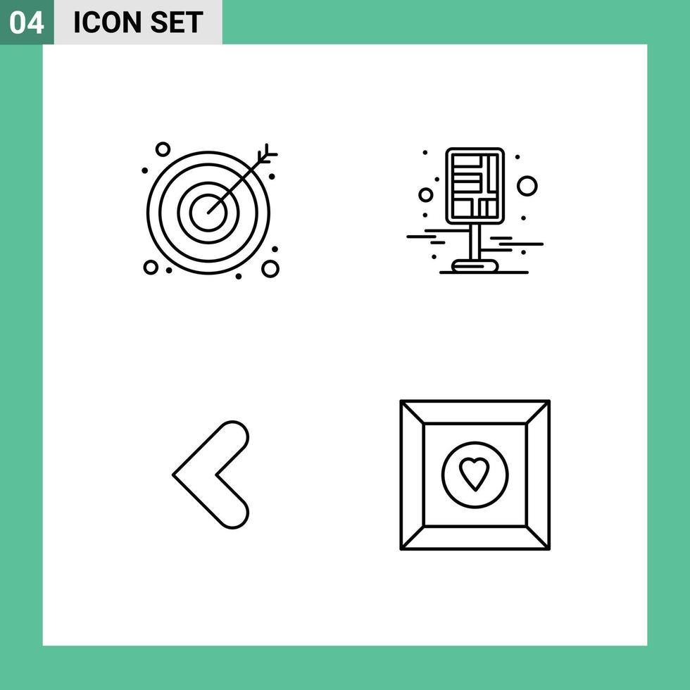 Stock Vector Icon Pack of 4 Line Signs and Symbols for arrow back city pin left Editable Vector Design Elements