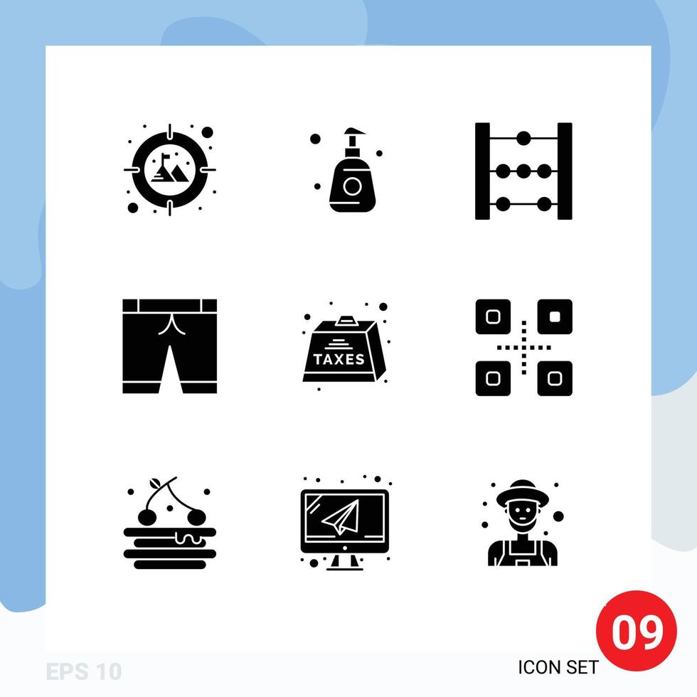 Set of 9 Modern UI Icons Symbols Signs for tax heavy education duties trouser Editable Vector Design Elements