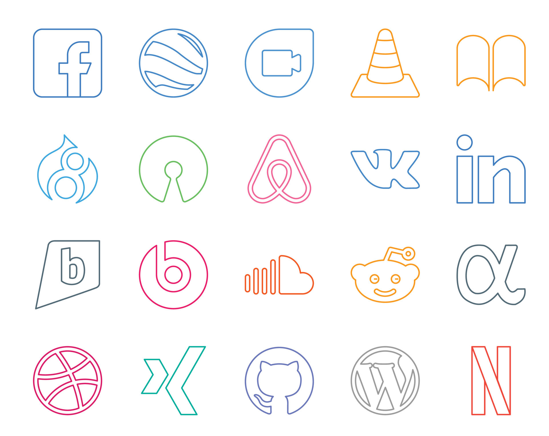 20 Social Media Icon Pack Including reddit sound open source