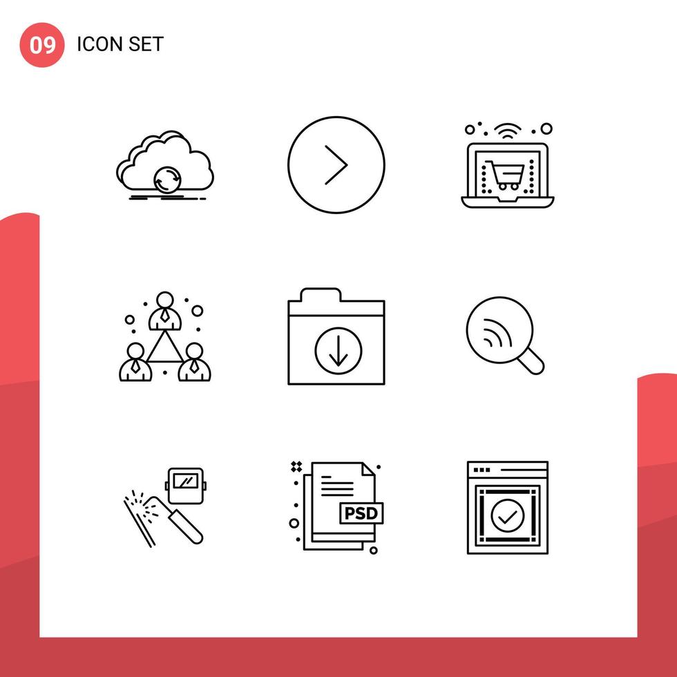 Set of 9 Vector Outlines on Grid for folder download online modern company Editable Vector Design Elements