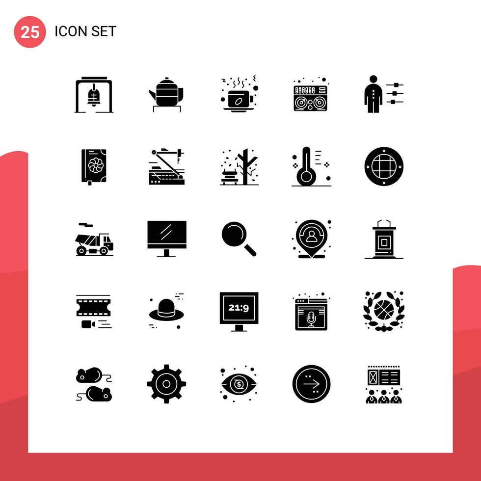 Stock Vector Icon Pack of 25 Line Signs and Symbols for employee music winter mixer hot Editable Vector Design Elements