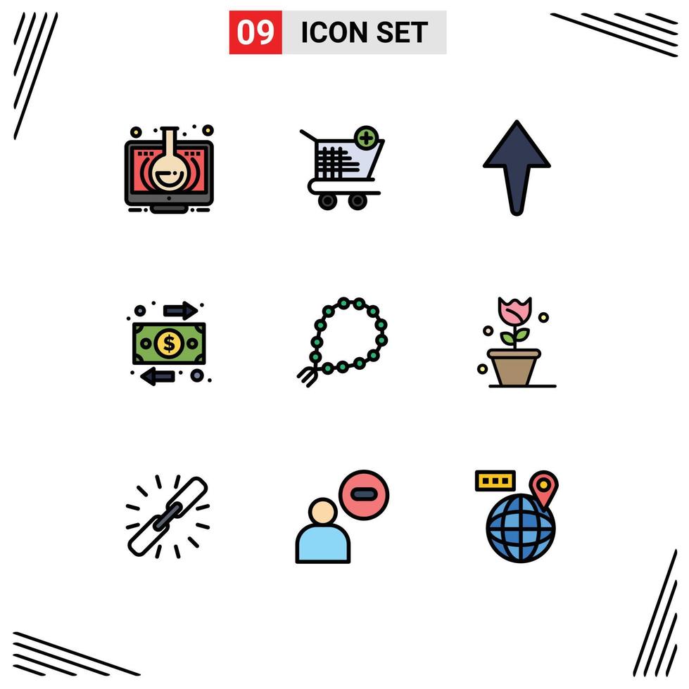 paquete de iconos de vector de stock de 9 signos y símbolos de línea para orar misbaha compras dinero negocio elementos de diseño de vector editables