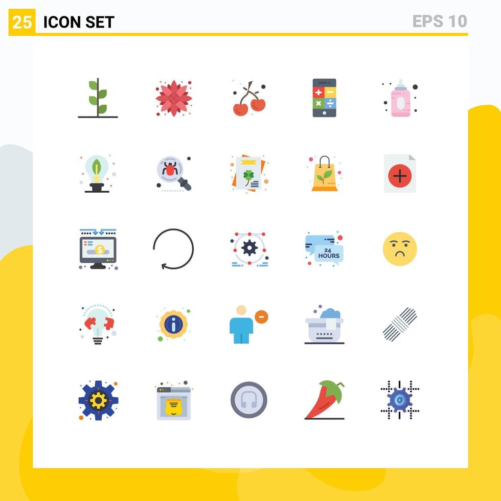 Universal Icon Symbols Group of 25 Modern Flat Colors of feeder baby berry technology math Editable Vector Design Elements