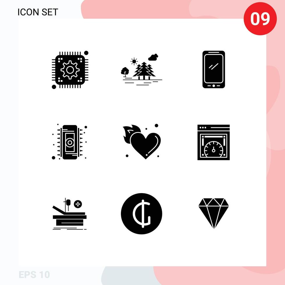 9 Universal Solid Glyph Signs Symbols of ram electronic clouds chip android Editable Vector Design Elements