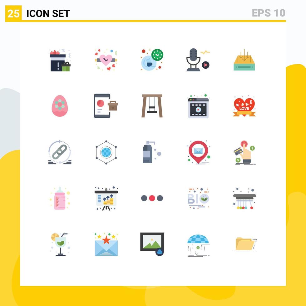 Universal Icon Symbols Group of 25 Modern Flat Colors of box inbox coffee voice recording Editable Vector Design Elements