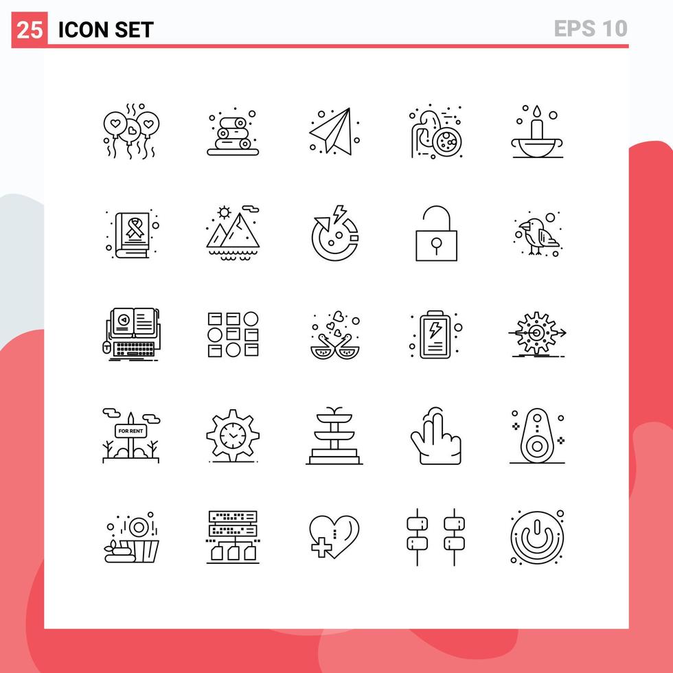 Mobile Interface Line Set of 25 Pictograms of lamp antique education aladdin ureters Editable Vector Design Elements