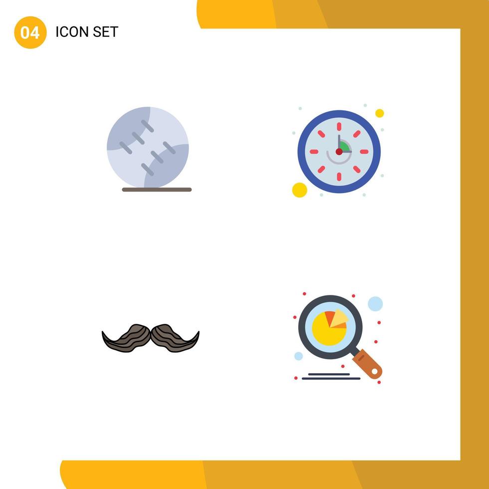 conjunto de 4 iconos planos vectoriales en la cuadrícula para elementos de diseño vectorial editables de hombres de reloj cosidos de movimiento de bola vector