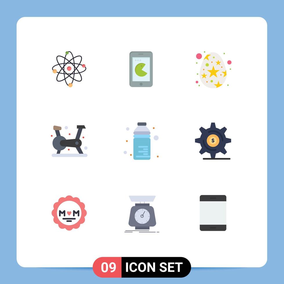 9 Flat Color concept for Websites Mobile and Apps drink gym easter fitness cycling Editable Vector Design Elements
