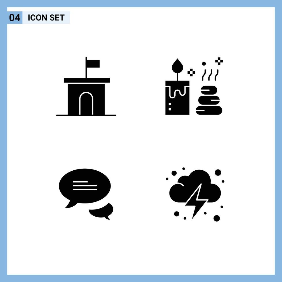 4 Solid Glyph concept for Websites Mobile and Apps architecture messaging mario element electricity Editable Vector Design Elements