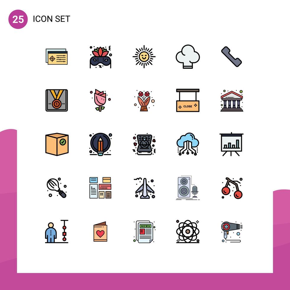 25 Creative Icons Modern Signs and Symbols of medal mobile shinning call hat Editable Vector Design Elements