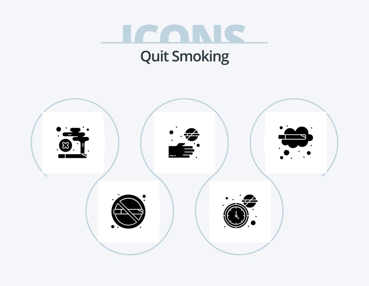 dejar de fumar icono de glifo paquete 5 diseño de iconos. hábito. mano. adiccion. cruzar. cigarrillo vector