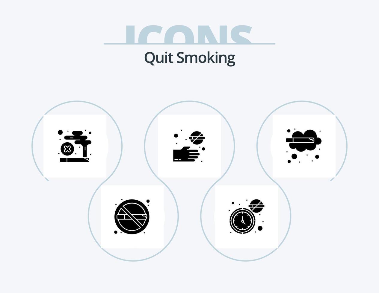 Quit Smoking Glyph Icon Pack 5 Icon Design. habit. hand. addiction. cross. cigarette vector