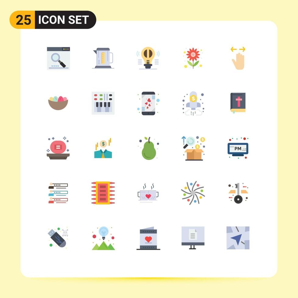 Group of 25 Flat Colors Signs and Symbols for summer flower hotel farm mind Editable Vector Design Elements