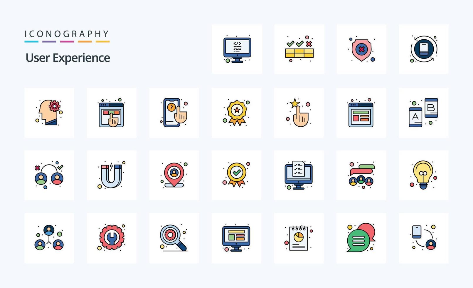 25 User Experience Line Filled Style icon pack vector