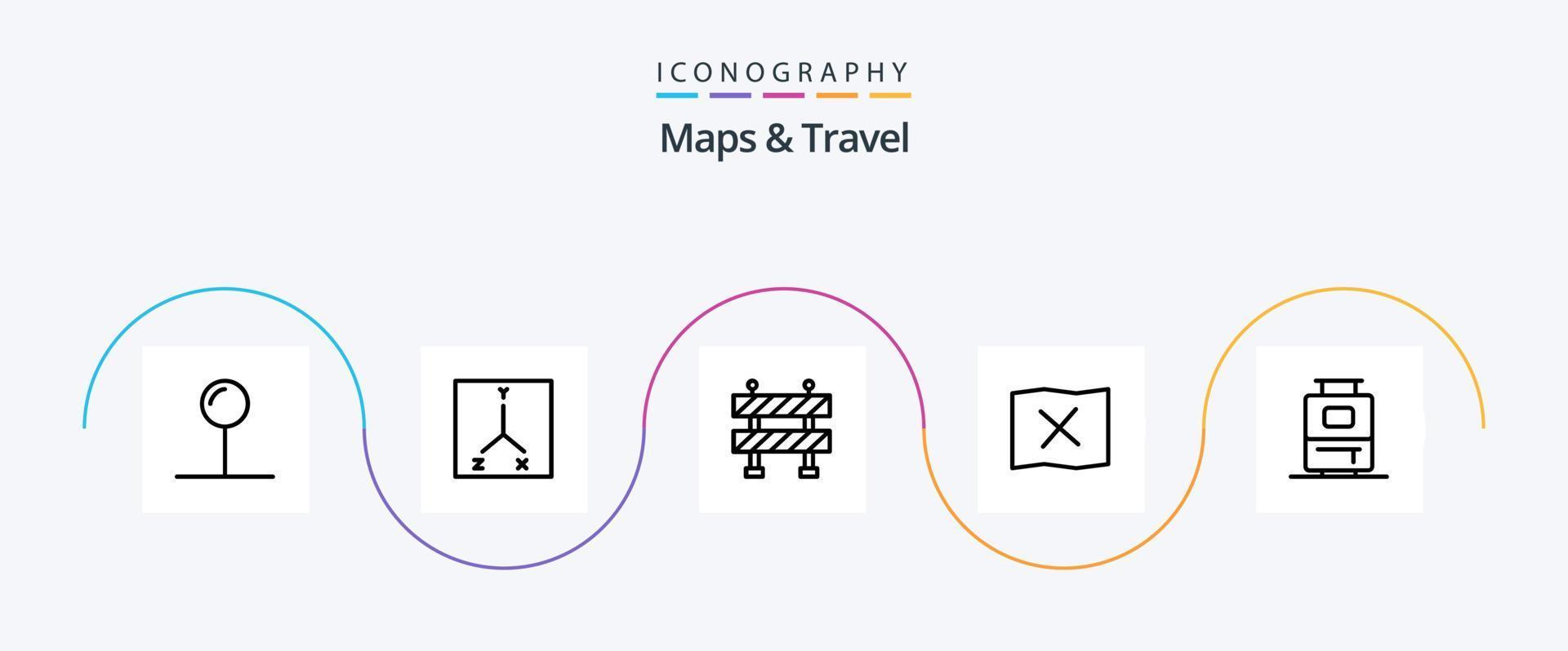 Maps and Travel Line 5 Icon Pack Including . location. travel vector