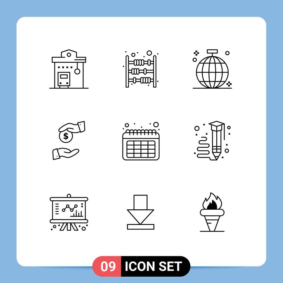 9 Thematic Vector Outlines and Editable Symbols of bureaucracy bribe money party club Editable Vector Design Elements
