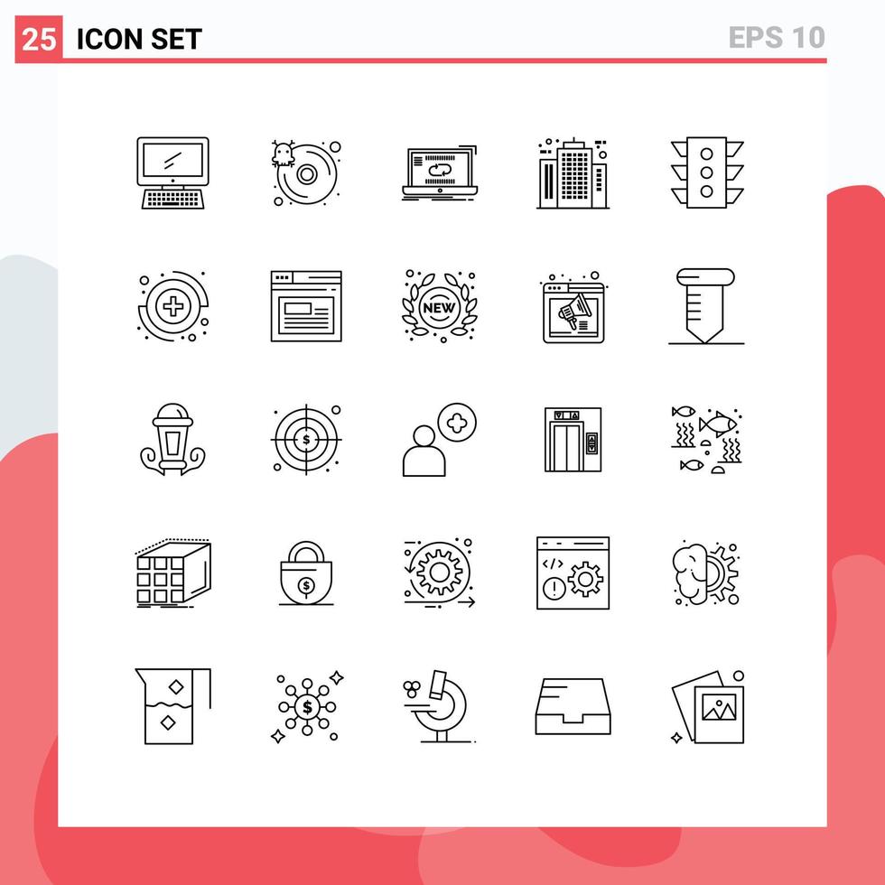 Set of 25 Vector Lines on Grid for company architecture server architect sync Editable Vector Design Elements