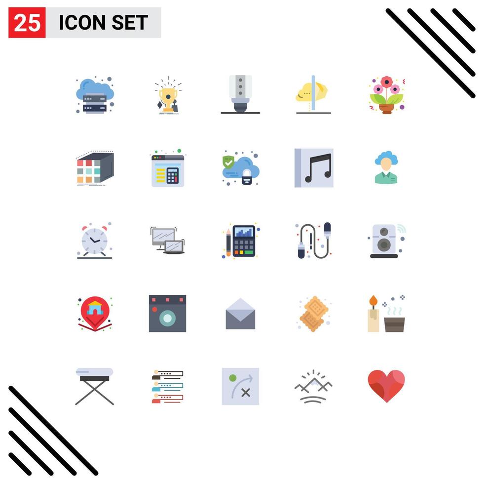 25 User Interface Flat Color Pack of modern Signs and Symbols of inspiration imagination trophies idea light Editable Vector Design Elements