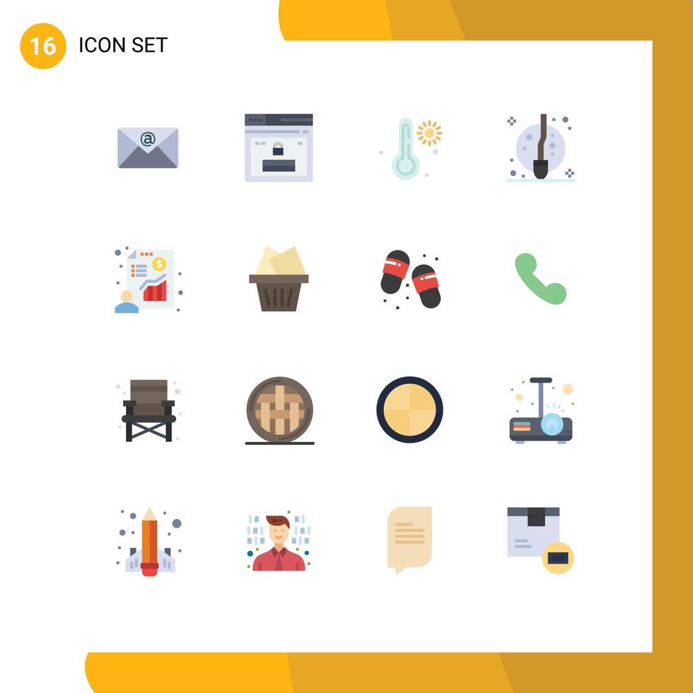 Set of 16 Vector Flat Colors on Grid for presentation chart hot witch fly Editable Pack of Creative Vector Design Elements