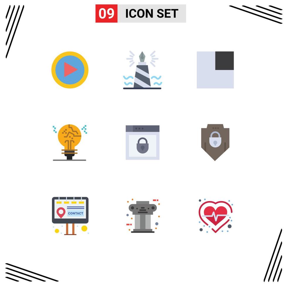 Pack of 9 Modern Flat Colors Signs and Symbols for Web Print Media such as internet fake edit fail concept Editable Vector Design Elements