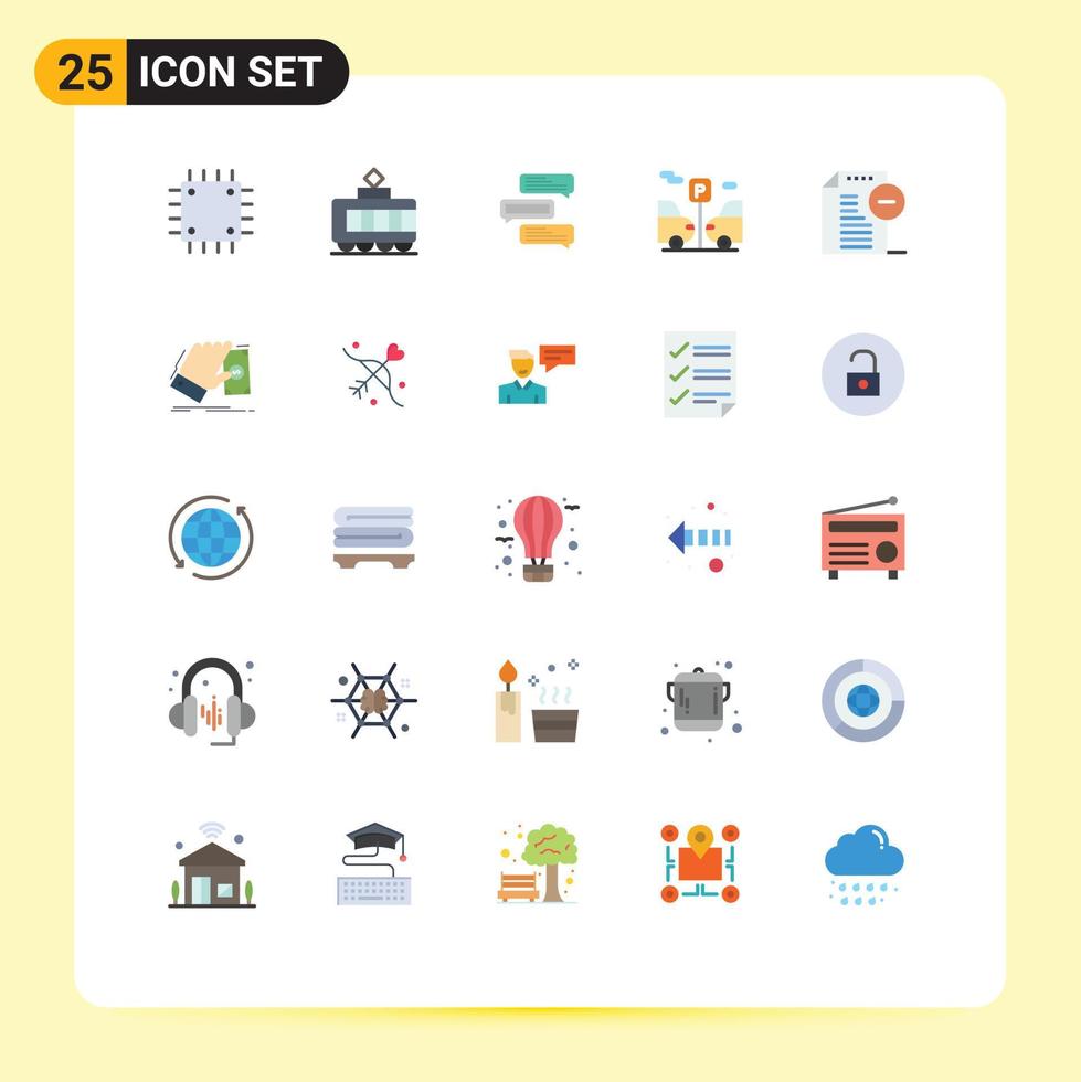 25 Flat Color concept for Websites Mobile and Apps documents parking chat transport talks Editable Vector Design Elements