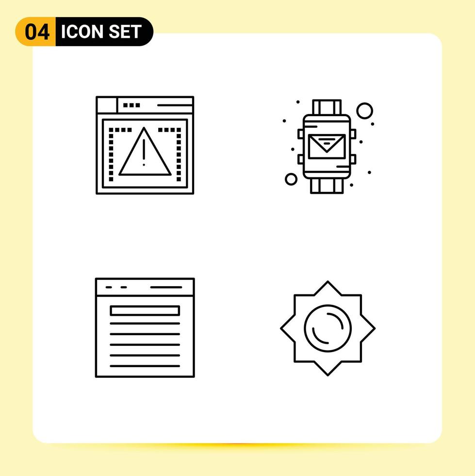 Set of 4 Vector Filledline Flat Colors on Grid for file find error smart wrist search Editable Vector Design Elements