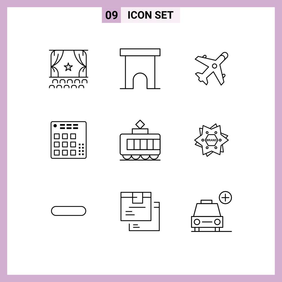 Set of 9 Modern UI Icons Symbols Signs for live controller shop audio plane Editable Vector Design Elements