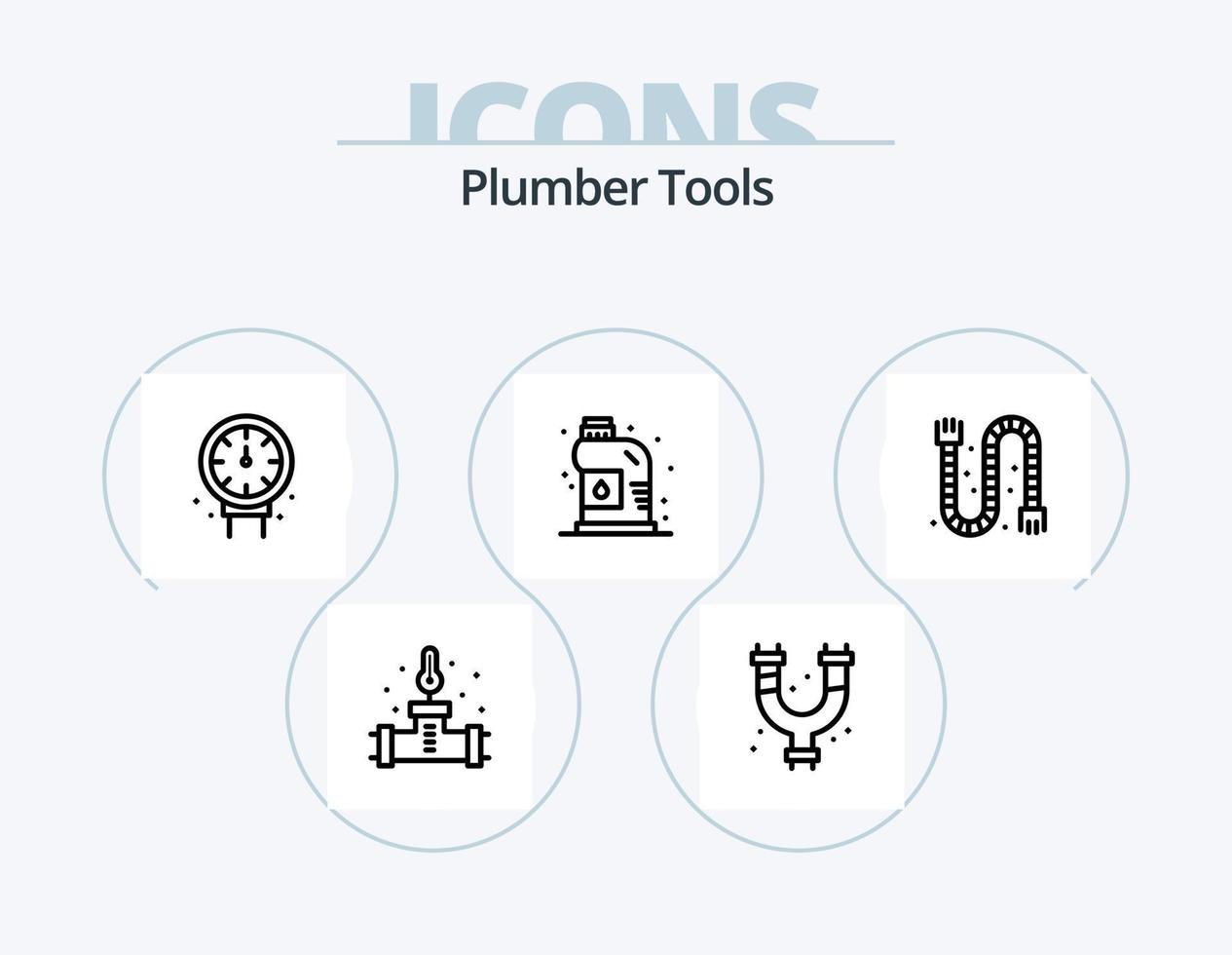 Plumber Line Icon Pack 5 Icon Design. . plumbing. mechanical. plumber. gauge vector