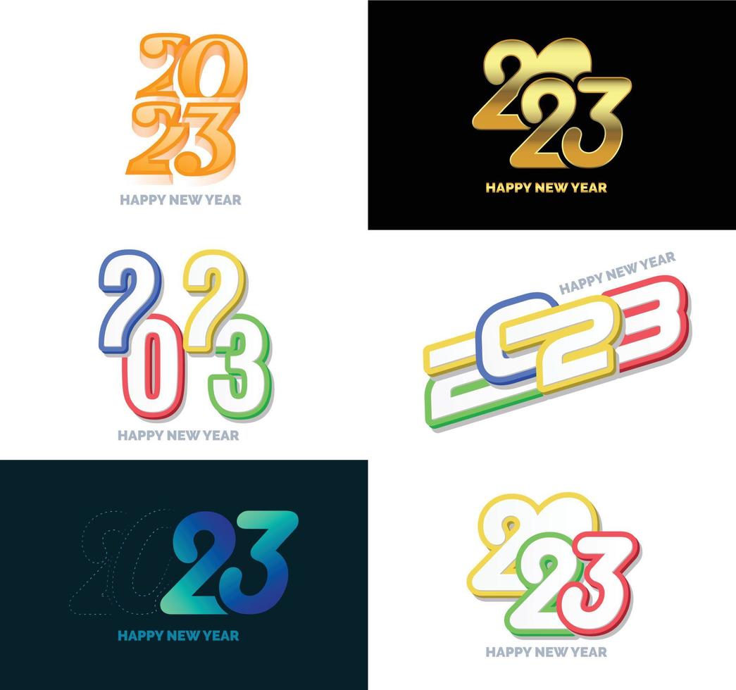 Big Set of 2023 Happy New Year logo text design 2023 number design template vector