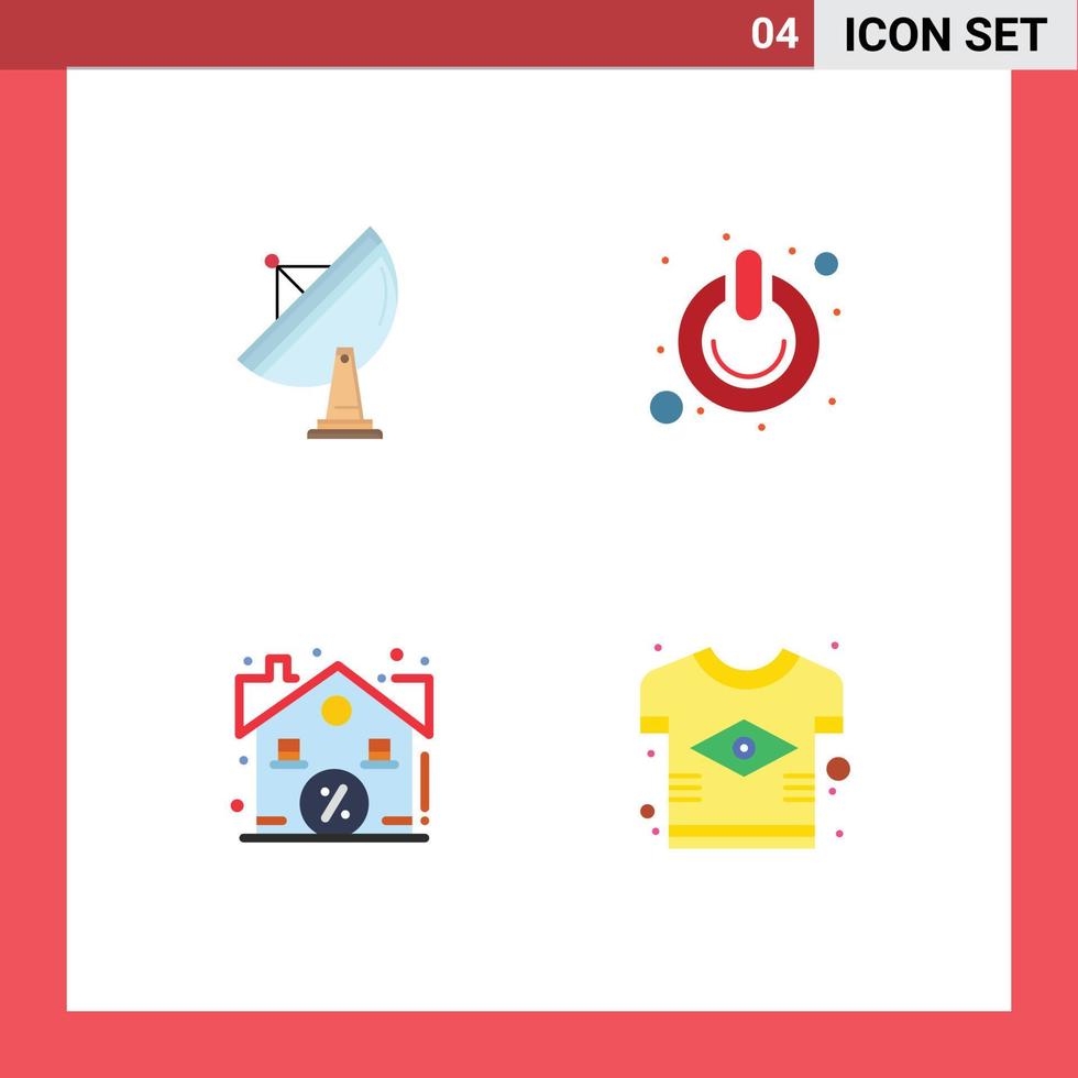 Modern Set of 4 Flat Icons Pictograph of satellite switch space off estate Editable Vector Design Elements