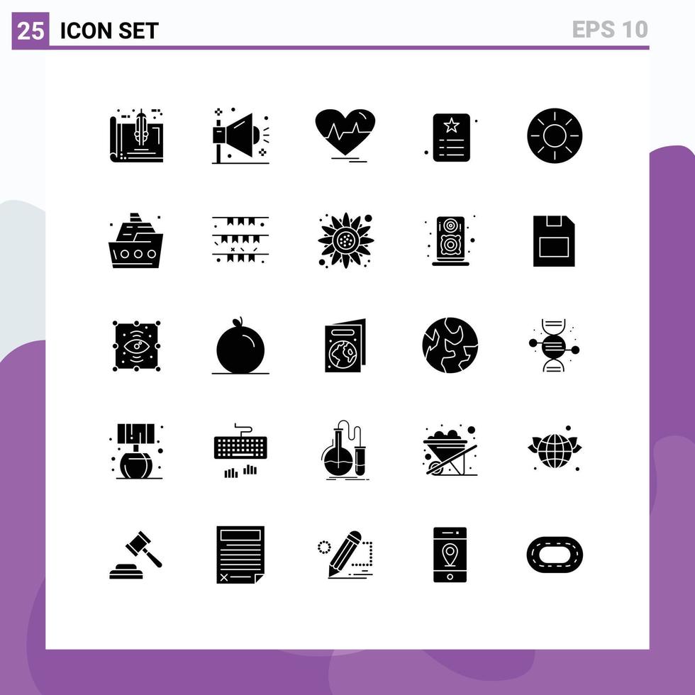 paquete de iconos de vector de stock de 25 signos y símbolos de línea para tarjeta de identificación tarjeta seo latido del corazón elementos de diseño de vector editables