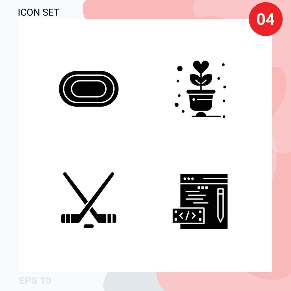 User Interface Pack of 4 Basic Solid Glyphs of athlete ice sport sport plant american Editable Vector Design Elements
