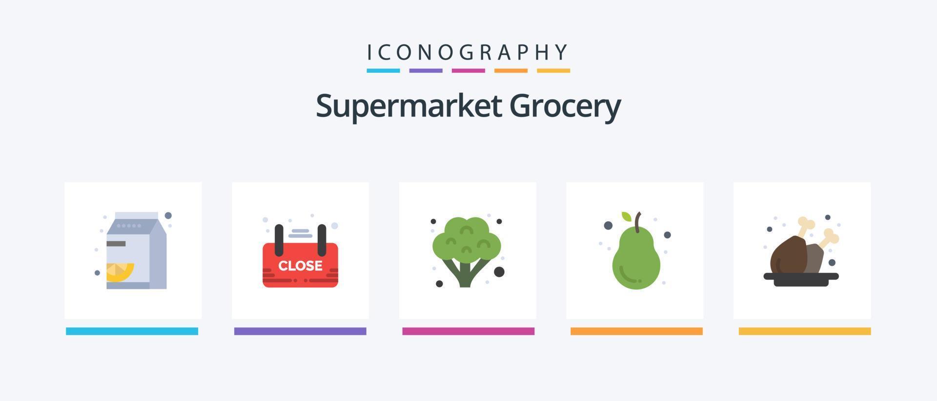 Grocery Flat 5 Icon Pack Including chicken. pear. shop. guava. avocado. Creative Icons Design vector