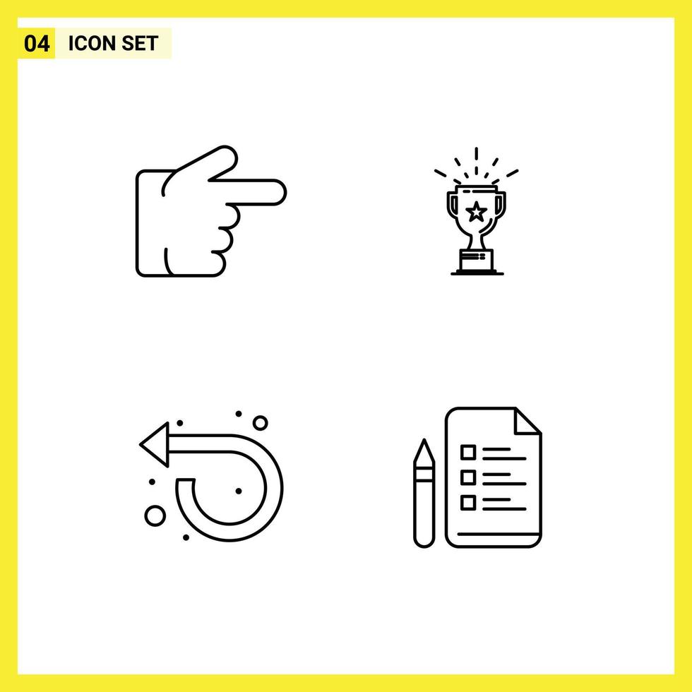 Set of 4 Modern UI Icons Symbols Signs for finger repeat cup trophy file Editable Vector Design Elements