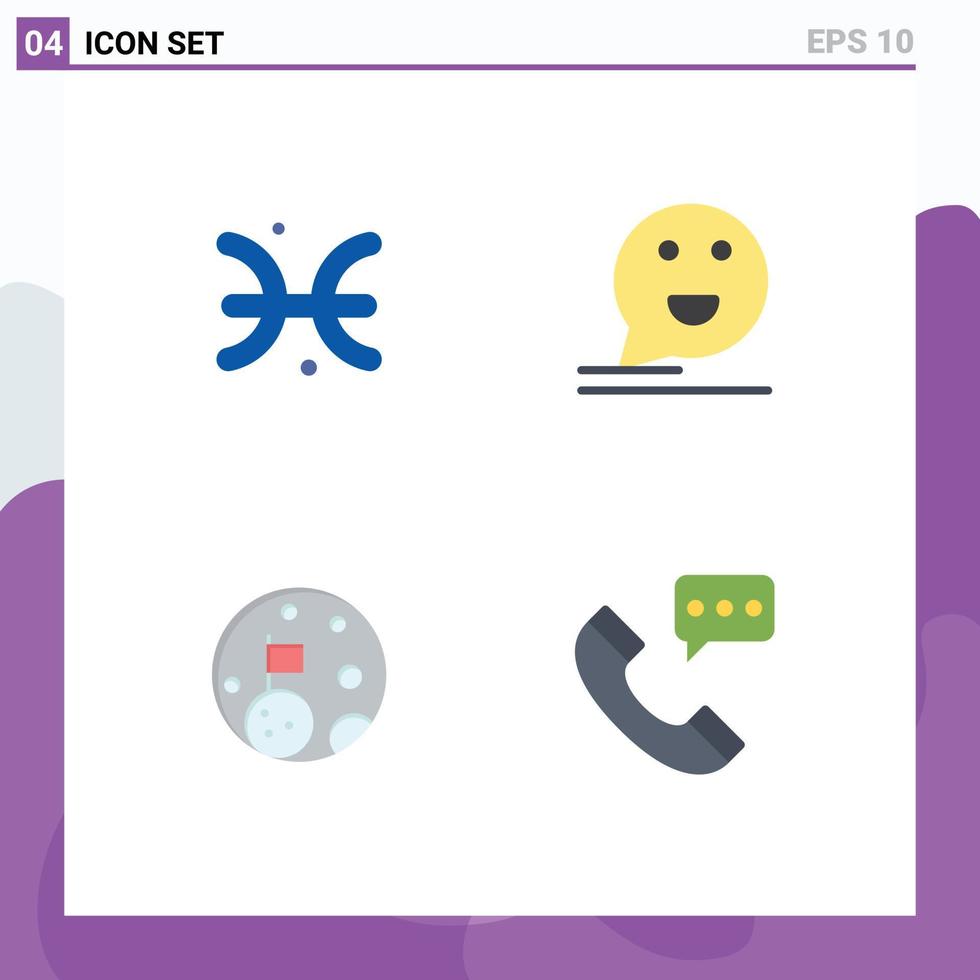 Pack of 4 creative Flat Icons of astrology moon greece comment space Editable Vector Design Elements
