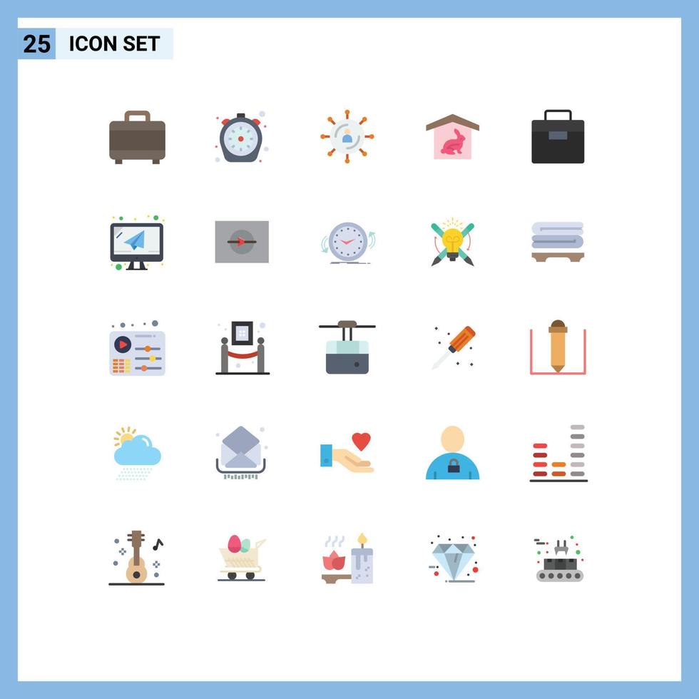 25 User Interface Flat Color Pack of modern Signs and Symbols of box easter internet robbit seo Editable Vector Design Elements
