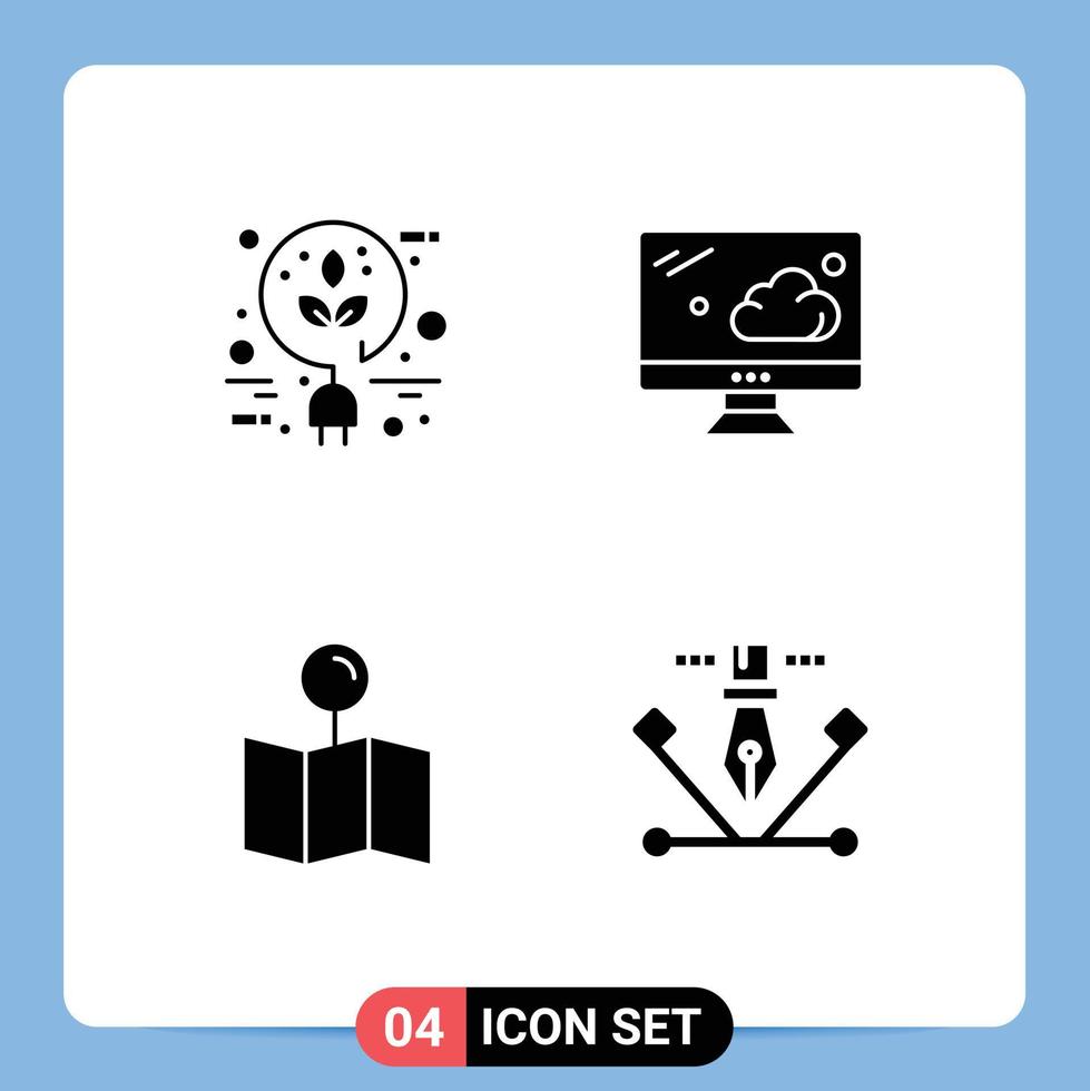 User Interface Pack of 4 Basic Solid Glyphs of bio pointer green technology artwork Editable Vector Design Elements