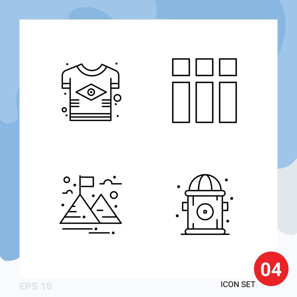 paquete de iconos vectoriales de stock de 4 signos y símbolos de línea para los elementos de diseño vectorial editables de la montaña del marco de la bandera de gol de brasil vector