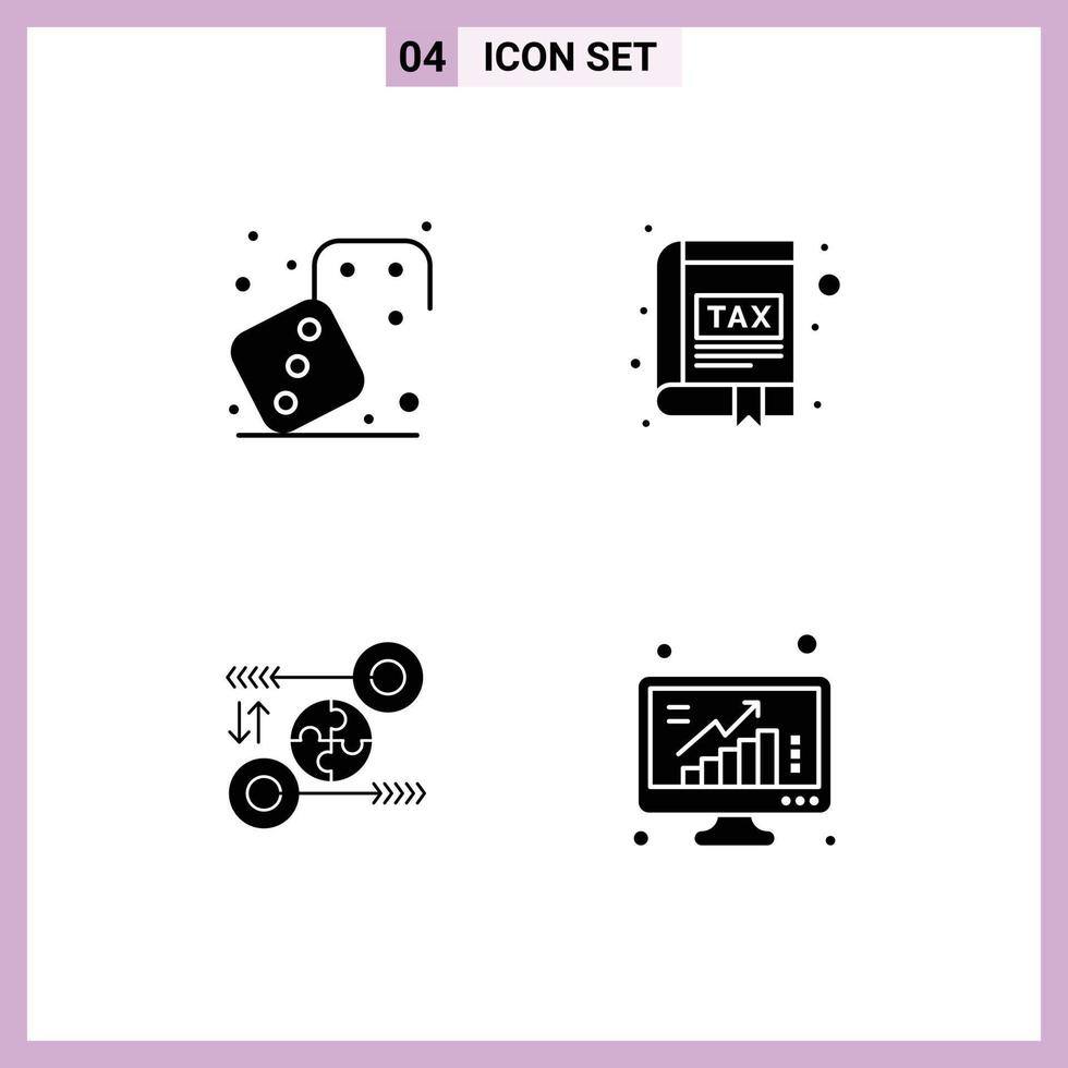 4 Creative Icons Modern Signs and Symbols of competition puzzle play book idea Editable Vector Design Elements